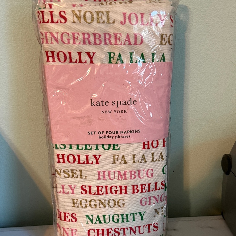 Kate Spade Festive Holiday Napkins with Colorful Text